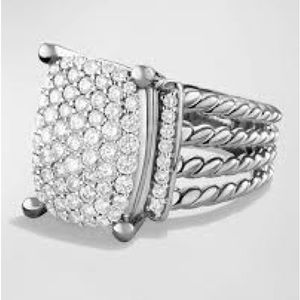 David Yurman Women’s Diamond Wheaton Ring Sterling Silver, 16.7 mm size 7.